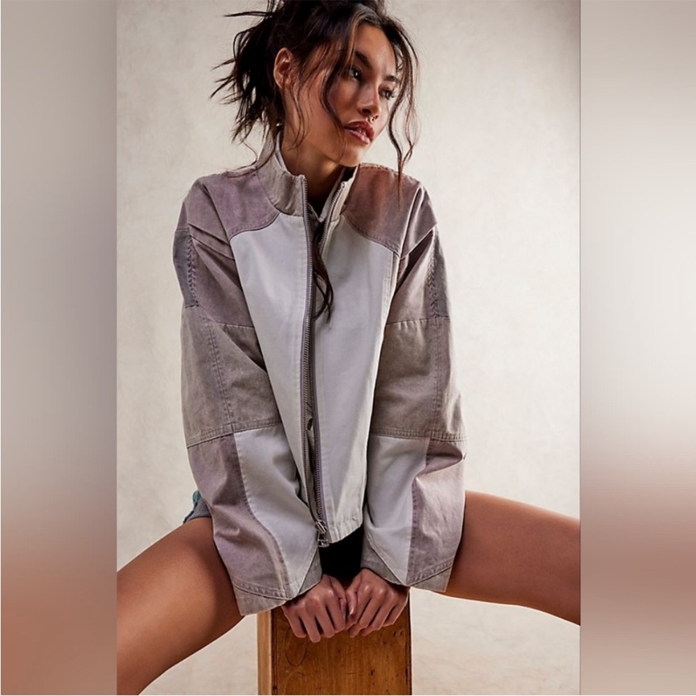 We The Free Toni Pieced Denim Bomber Jacket